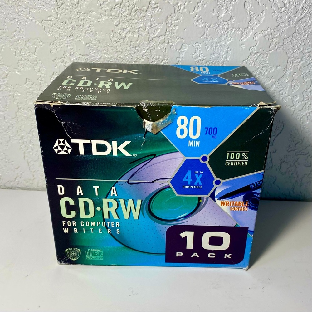 TDK 80 MIN Data CD-RW For Computer Writers. 7 pack Brand New in Shrink Wrap.